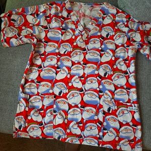 Women's M Santa scrub top